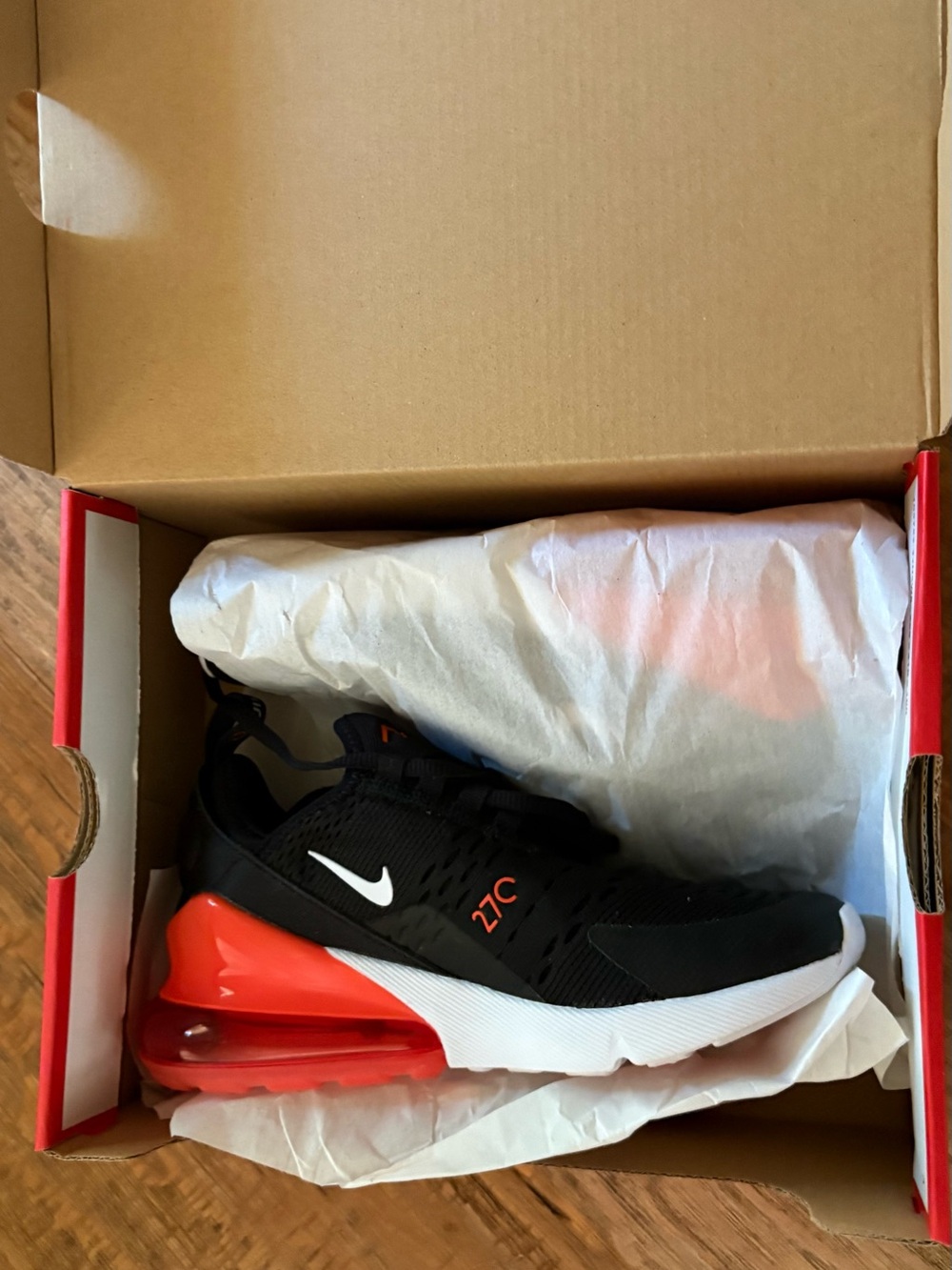 Nike Kids' Grade School Air Max 270 Shoes size 3.5 orange/Black - Picture 7 of 9